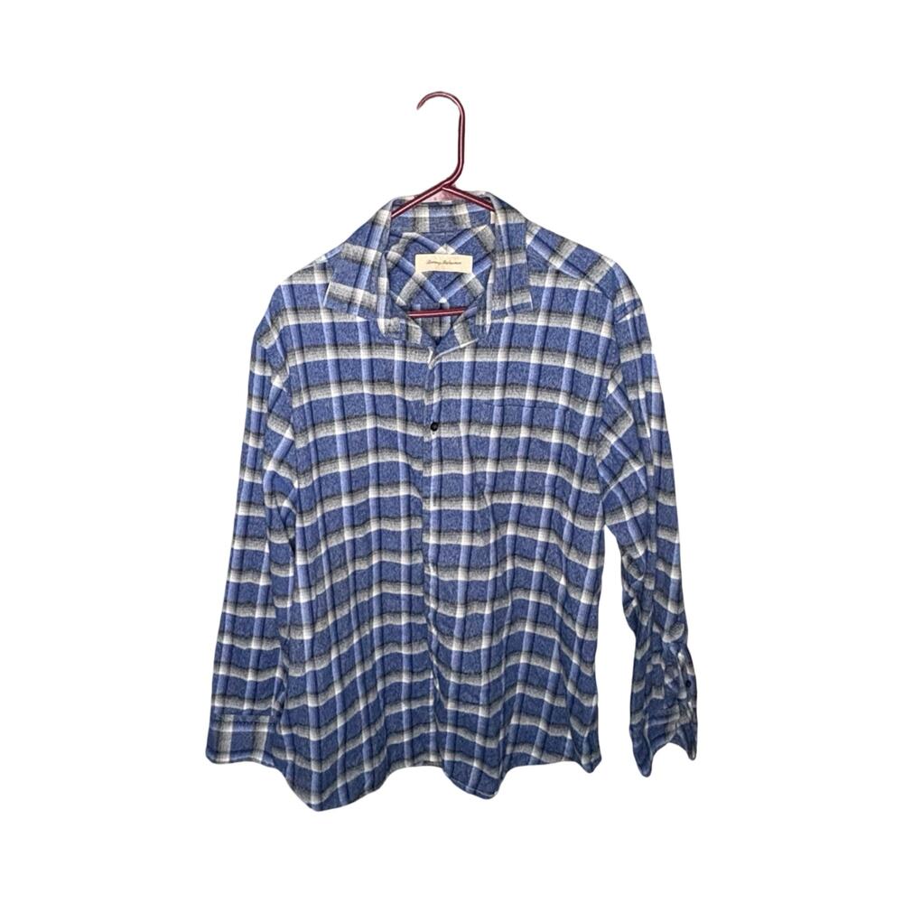 Tommy Bahama Blue Plaid Flannel Button-Up Shirt Men’s Large